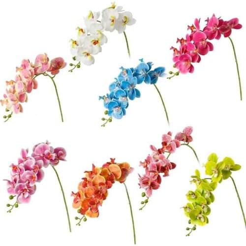 Fake Artificial Flower Single Branch Simulation 3D Printing 9 Heads Phalaenopsis Real Feel Orchid for Wedding Home Decoration