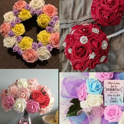 25Pcs Artificial Flower PE Rose Stick Wedding Bouquet Wreath DIY Party Decor Artificial Decorations Artificial Flower
