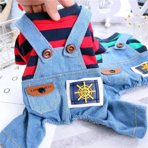 Stripe Dog Jumpsuit For Small Dogs Summer Spring Four Legs Jacket S XL Pet Costumes Suit For Girl Boy Cat Red Black Accessories