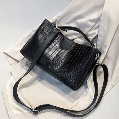 Stone Pattern Crossbody Bag For Women PU Leather Shoulder Bag Luxury Bucket Bag Brand Lady Handbag Shopping Messenger Bag Bolso