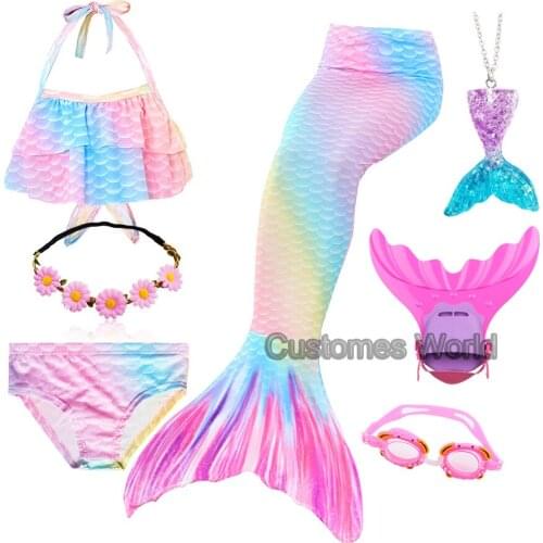 Beautiful Kids Children Mermaid Tail can Add with Monofin Girls Bathing suit Swimming Mermaid Swimsuit Cosplay Costume For Girls