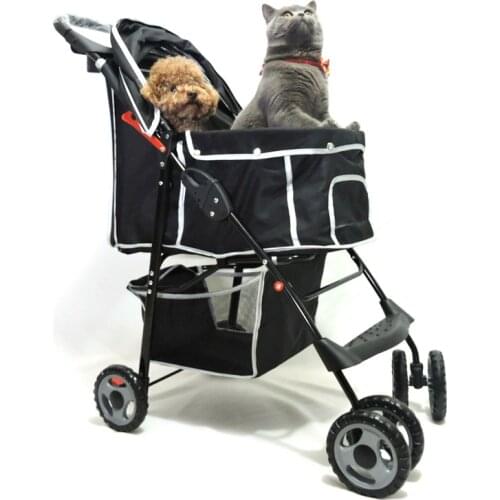 Small And Medium-sized Pet Outing Stroller Dog Stroller Foldable Four-wheeled General Purpose Vehicle For Cats And Dogs