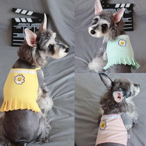 Cute Cartoon Pet Clothes Short Teddy Puppies Small Milk Cat British Short Puppet Summer Cotton Vest Cat Dress Cute Pet Dress