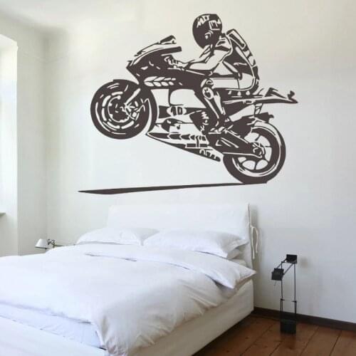 Motorcycle Wall Stickers Racing Motorcyclists Vinyl Decal Boys Bedroom Kids Room Decoration Extreme Sports Waterproof Murals