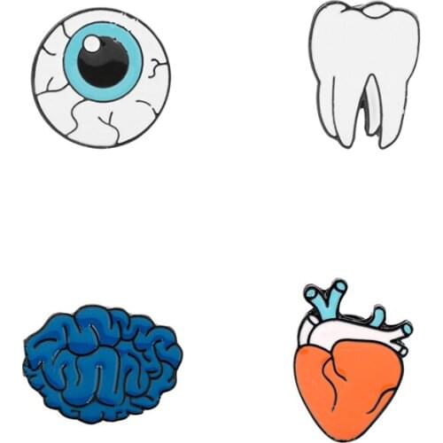 New Cartoon Button Pins Badge Jewelry Enamel Human Body Organs Brooches For Women Cute Brain Eye Tooth Heart Brooch Lapel Pin-40