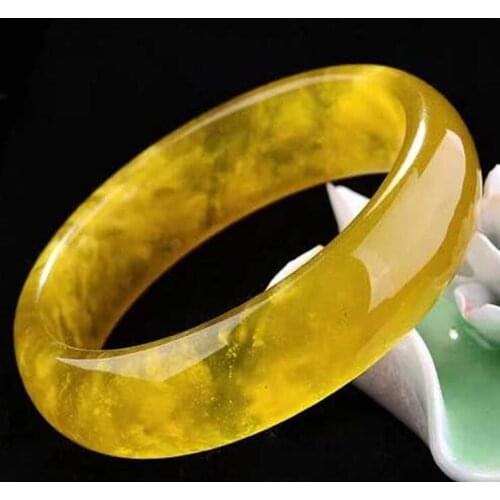 60-62mm NEW Certified 100% Natural yellow Xiu Jade Bangle Bracelet Handmade bracelets free shipping