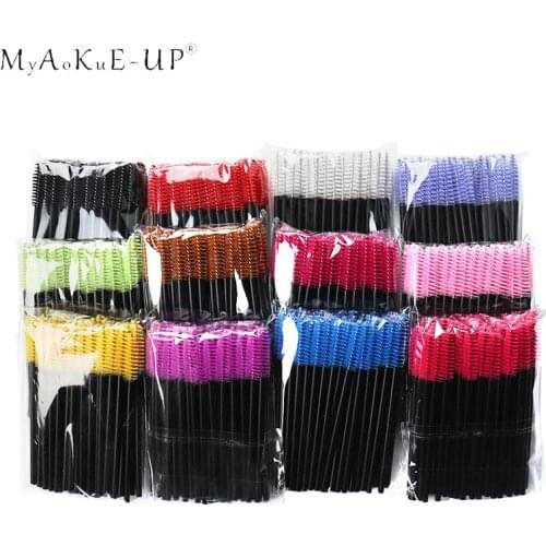 200pcs/lot Mix Black Handle Disposable Ordinary Eyelashes Brush For Eyelash Extension Makeup Nylon Mascara Wand Applicator