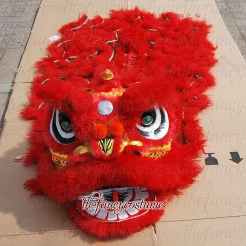 Orange Lion Dance Costume 2 Player 8-12 Age Children Play Party Performance Sport Outdoor Parade Folk Parad Stage Mascot China