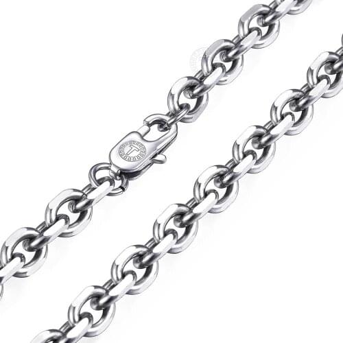 Davieslee Stainless Steel Polished Necklace for Men Rolo Chain Link Silver Color Mens Necklace 3/4/6/8mm Never Fade LKNM162