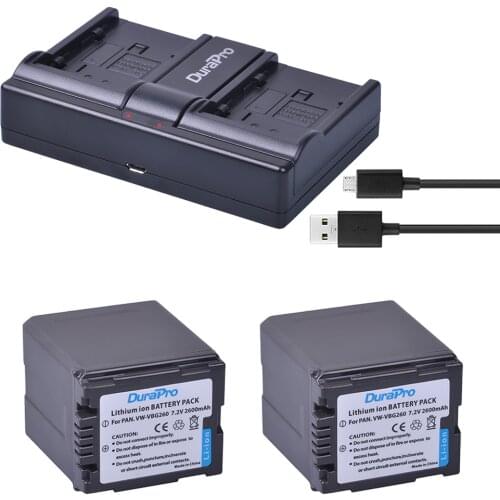 VW-VBG260 Rechargeable Battery+ Dual Charger for Panasonic AG-AF100 AG-HMC150 HDC-HS300 700 HDC-SD700 T750 HDC-TM300 700 SDR-H80