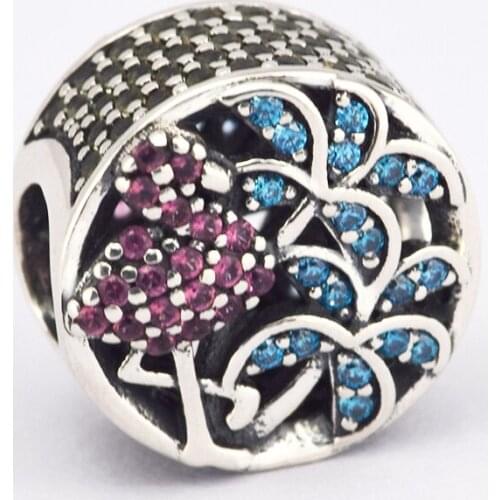 Fits For Pandora Bracelets Tropical Flaming Charms with Mixed CZ 100% 925 Sterling-Silver-Jewelry Beads Free Shipping