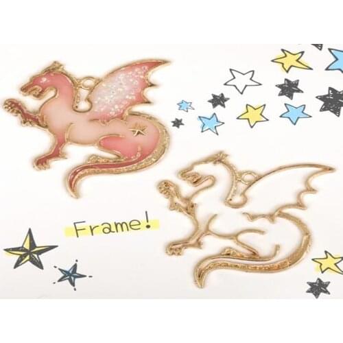 3 pcs/lot 2 styles Dragon Metal Frame Pendant Gold Charm Bezel Setting Cabochon Setting UV Resin Charm