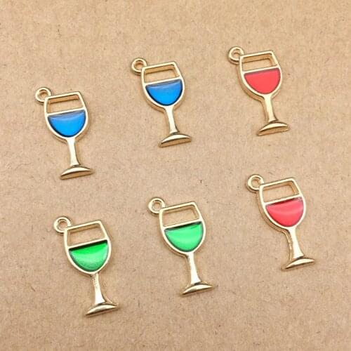 10pcs 8x16mm wine glass cup charms enamel charm for jewelry making and crafting charm fashion pendant