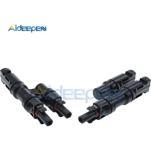 1 Pair T Type 30A Female Male Connector For Solar Panel Parallel Connection Branch Two PV Module Panel Connect Solar System