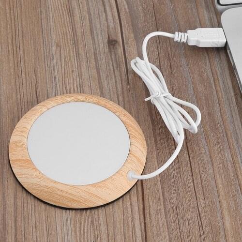 USB Warmer Cup-Pad Gadget Wood Grain Coffee Tea Drink USB Heater Tray Mug Pad Coaster Wood Grain Cup Holder Gift 5V