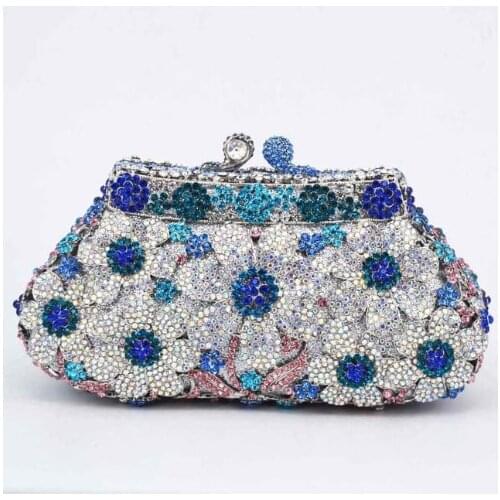 XIYUAN Pink Rhinestone Diamond Purses And Handbags For Women Blue Red Crystal Clutches New Girls Gift Lady Wedding Clutch Purse
