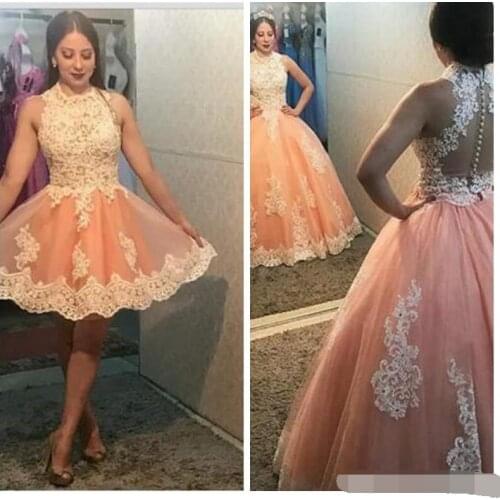 Two Piece vestidos Sweet 16 Quinceanera Dresses Ball Gown robe de bal Sleeveless Lace Applique Tulle Plus Size prom Dresses