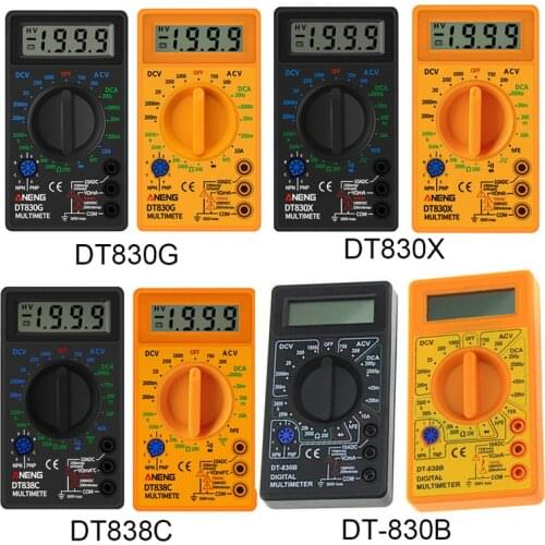 LCD Digital -830B Yellow Voltmeter Ohmmeter Ammeter Multimeter Handheld Tester DT830B DC home tester