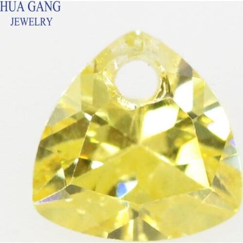 Single Hole AAAAA Trillion Shape Golden Cubic Zirconia Stone For Jewelry Making Size 4x4~12x12mm High Quality CZ Stone Beads