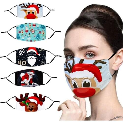 1Pc Christmas Decorations For Home Ornament Cartoon Santa Claus Deer Print Fabric Reusable Adjustable Dustproof New Year Decor