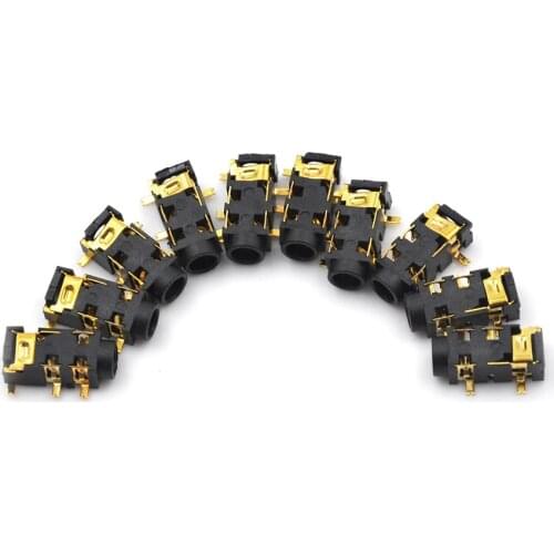 10pcs/lot 3.5mm Female Audio Connector 5 Pin SMT SMD Headphone Jack Socket PJ-327A Gold-Plated Patch SMD Audio Earphones Socket