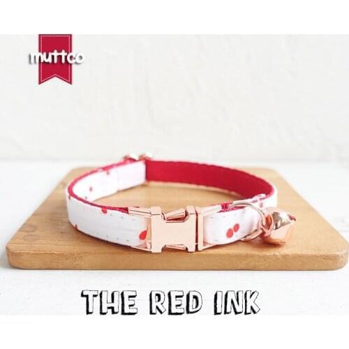 10pcs/lot MUTTCO retail with rose gold high quality metal buckle collar for cat THE RED INK design cat collar 2 sizes UCC093M