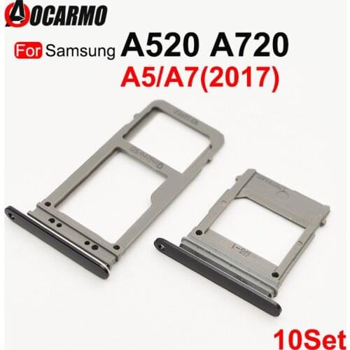 Aocarmo 10Pcs SIM Card Tray For Samsung Galaxy A520 A720 A5 A7 2017 Single Dual SIM Card Reader Sim Tray Holder Replacement Part
