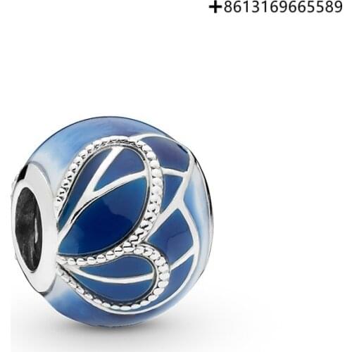 100% 925 Pure Silver Original Engraving 1:1 Blue Butterfly Wing Beads Manufacturers Direct Batch Free Of Charge