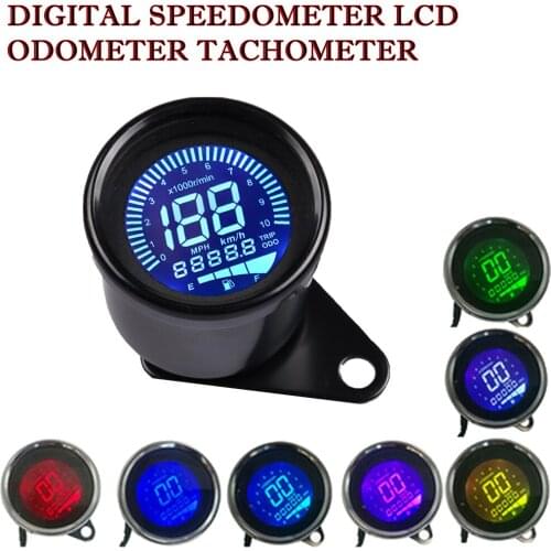 12V Universal LCD Digital Motorcycle LED Indicator Round Speedometer Odometer Tachometer Gauge Fuel Meter Indicator