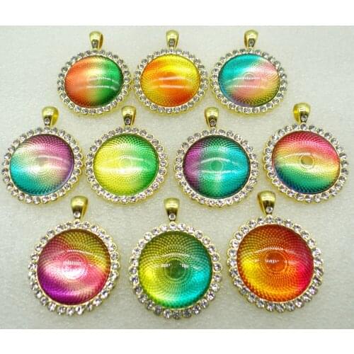 2020hot sellNatural Stone Quartz Crystal 8PC wholesale Unakite Opal aventurine Round Shaped Pendant Diy Jewelry Making necklace