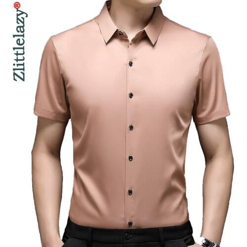 2021 designer solid mens shirts for men clothing korean fashion summer short sleeve shirt luxury dress casual clothes jersey 503