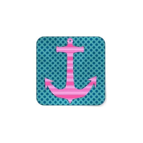 3.8cm Vintage sailor polka dots stripes nautical anchors square sticker