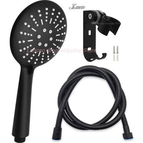 3 Function Luxury Black Shower Head Removable Hand Held Rainfall Spray Shower Head Set For Bathroom Matte Black High Quality