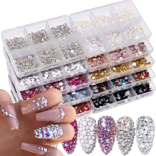3D Nail Rhinestones Nail Shiny Mixed Colors Diamond Crystal Luminous Glitter Diamond DIY Nail Art Decorations Nail Accessories