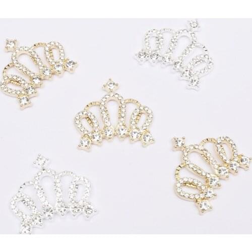 50pcs Crystal Rhinestone Buckle Button Crown Wedding Brides Hair Decor Charms Jewelry Invitation Brooch Earring Accessories DIY