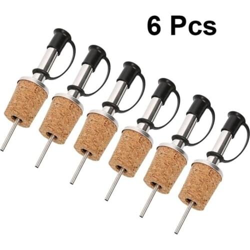 6pcs Stainless Steel Wine Pourer Cork Design Wine Bottle Dust Cover Olive Oil Alcohol Bottle Pour Spout Cover Wine Pourer