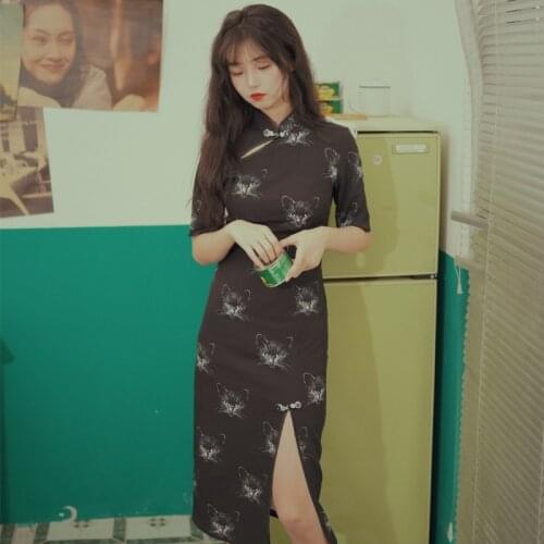 Asian Streetwear Japanese Robe Midi Long Cheongsam Oriental Vestido Elegant Chinese Dresses Qipao Ao Dai Vietnam Dress FF2767