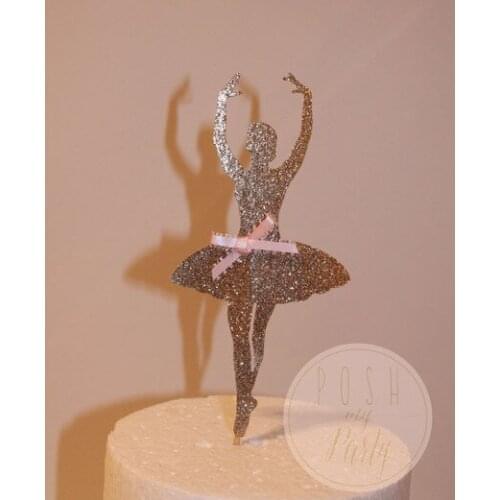 Ballet dancer glitter birthday cupcake Toppers baby bridal shower wedding party cake decorations food picks