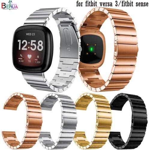 BEHUA Strap Stainless Steel For Fitbit Versa 3 / sense Wristband Wrist Strap SmartWatch Band Watchband Replacement Band bracelet