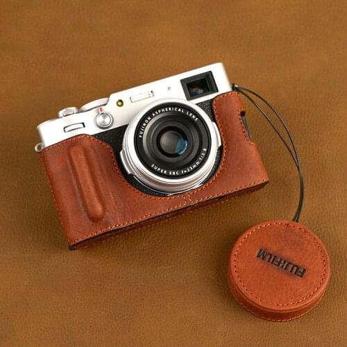 For FUJIFILM X100V FUJI X-100V Genuine Leather Half Camera Case Bag & Lens Cap