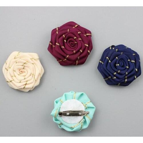 5Pieces/Bag Wedding Groom Groomsman Boutonniere Flower Wedding Party Prom Suit Corsage Size 4.5CM Fabric Rose Brooch Flowers
