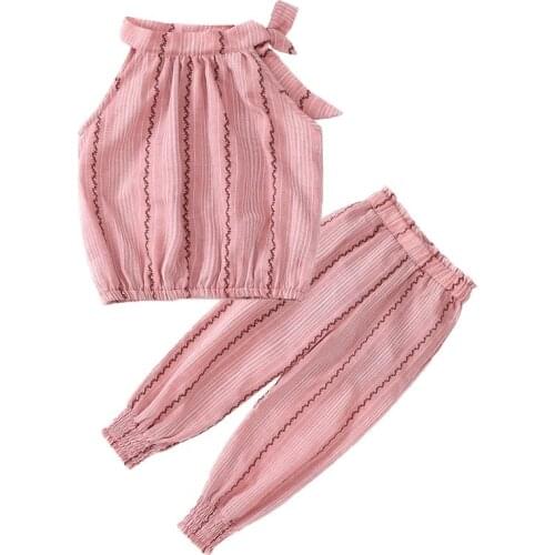 Cheap Boutique Kids Clothing Casual Children Sets Cotton T-shirt+ Pants 2pcs/sets 4 6 8 10 12 Years Toddler Girl Summer Clothes