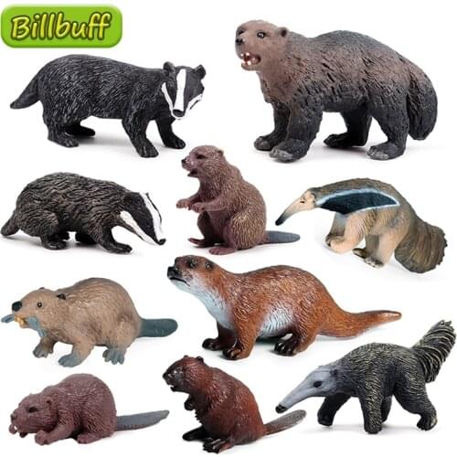 Simulation Wild Animal Honey Badge Beaver Model Action Figures Collection Miniature Cognition Educational Toys for children Gift