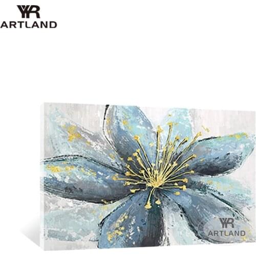 Beautiful Big line blue flowers for wall decoration Handmade canvas oil painting wall art picture for living room bedroom