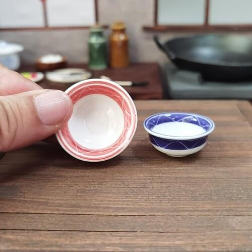 Dollhouse Food Play Decor Mini Hand-painted Ceramic Bowl Model Toy DIY Props
