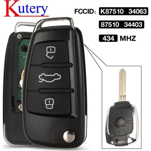 Kutery 3 Buttons Remote control For SSANGYONG KEY WITH ELECTRONICS 433 MHZ Actyon Kyron Rexton Korando Uncut Blade car keys