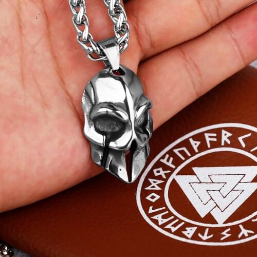 Domineering Retro Spartak Warrior Mask Stainless Steel Unisex Pendant Retro Punk Goth Party Birthday Gift Wholesale