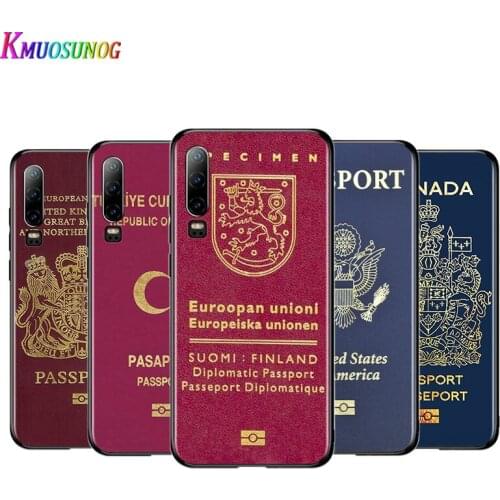Fashion World Travel Passport For Huawei P40 P30 P20 P10 P9 P8 Lite E mini Pro Plus 5G 2017 2019 Silicone Black Soft Phone Case
