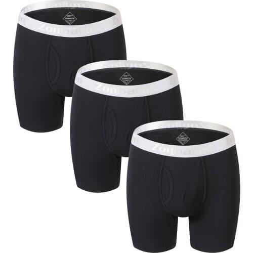 Mens Boxer Shorts Underwear Mens Underpants Comfortable Brand Boxer Briefs Long Solid Color 3 PCS/Lot Best Sale