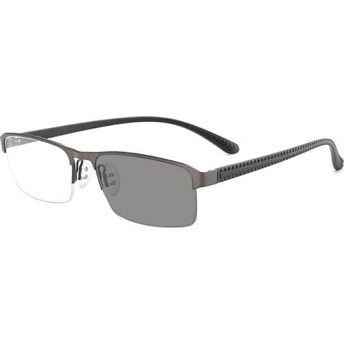 Men Semi Rim Photochromic Reading Sunglasses Male Business Presbyopia Eyeglasses Driving Reader Hyperopia Spectacles 0,+1.0~+3.5